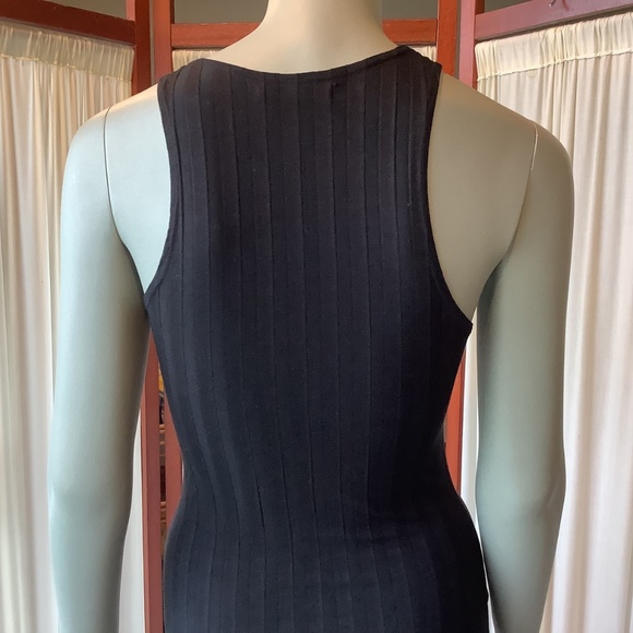 Reformation Dress Black Mel Ribbed Knit Sleeveless Bodycon Stretch Tank Small - Picture 5 of 8